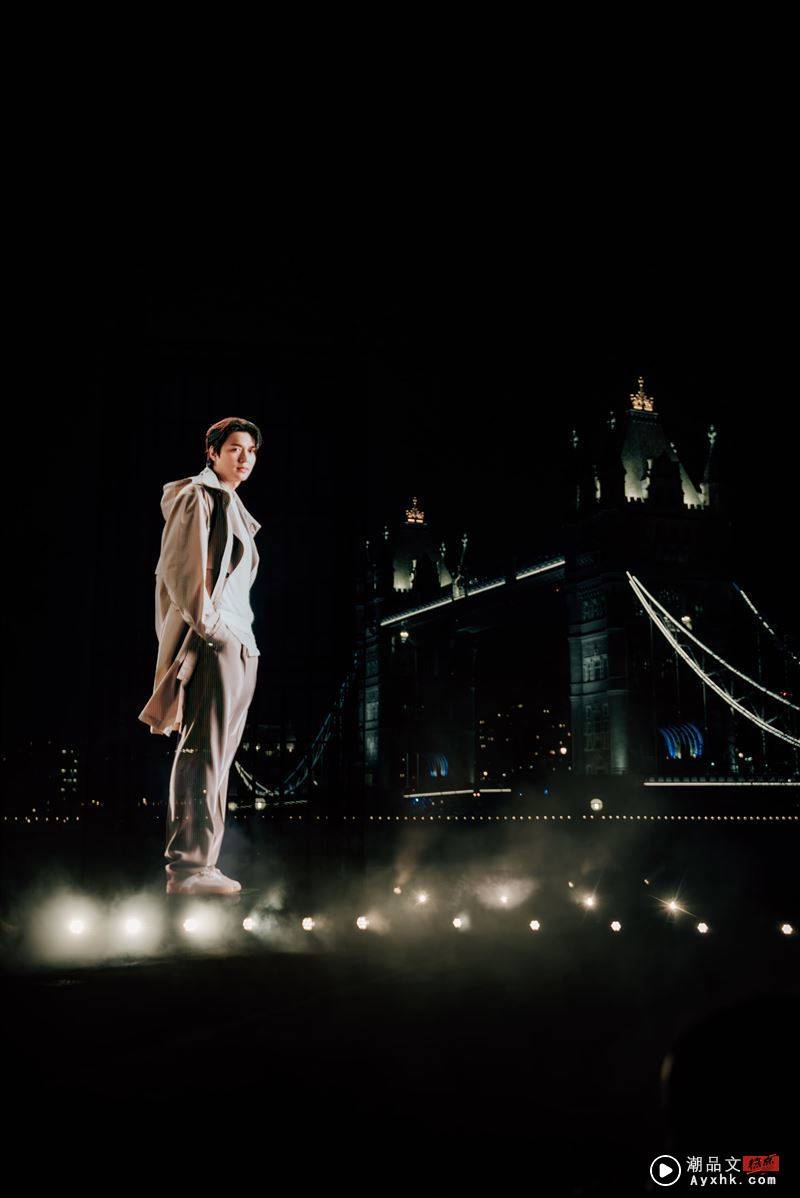 李敏镐以高达10米的大型户外全息投影影像惊喜现身伦敦波特菲尔德公园。（图／品牌提供）